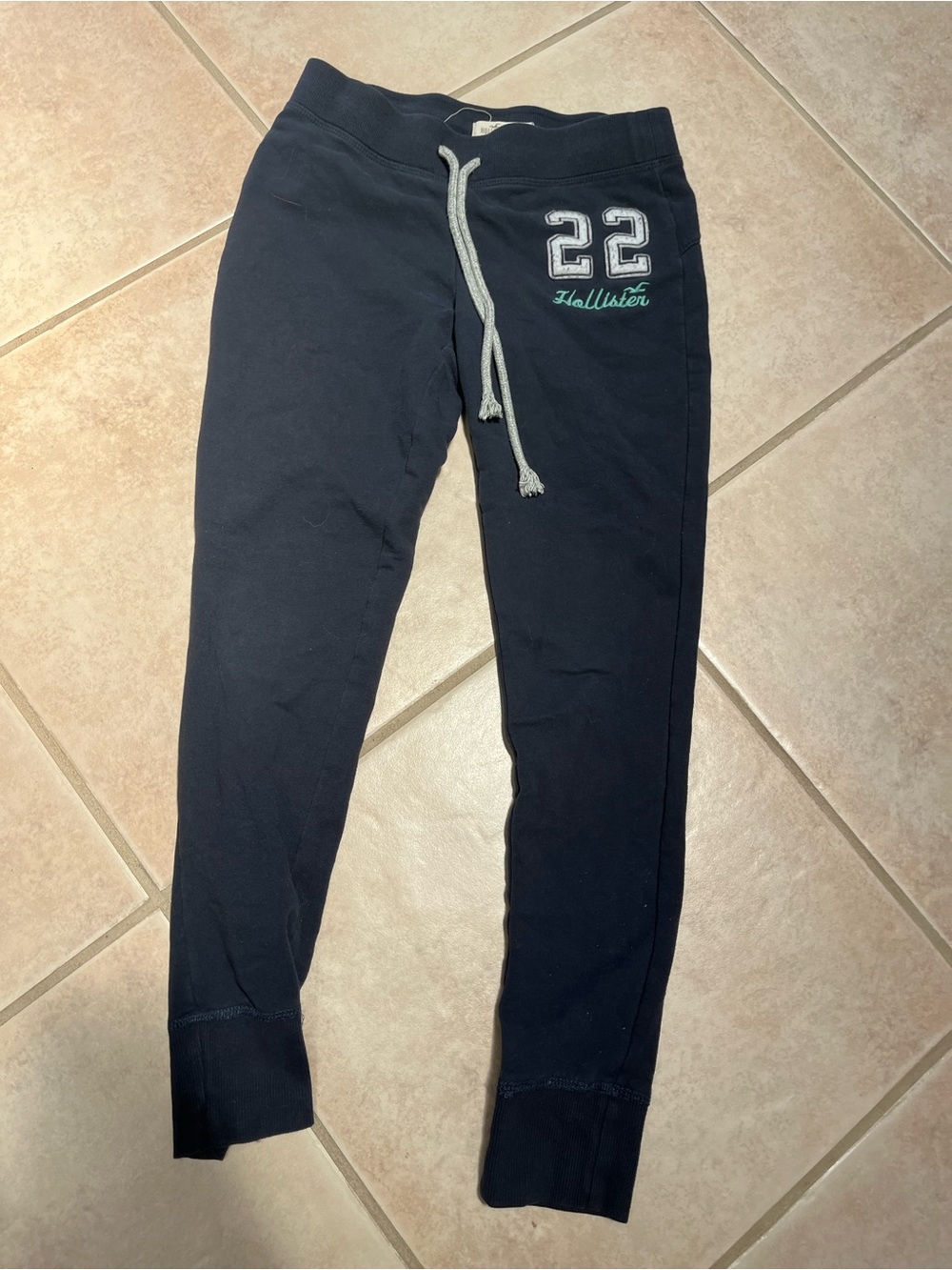 Hollister Navy Joggers with Gray Drawstring & '22 Patch